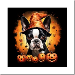 Halloween Boston terrier in Hat Posters and Art